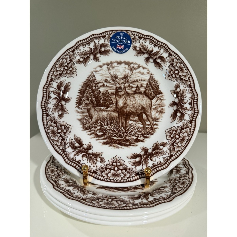 Royal Stafford Stag Deer  Fall Salad Plate 8.5" England Set Of 4